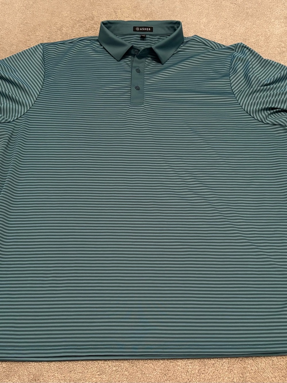 Asher Golf Traverse Men's XXL Teal Striped Performance Polo NWOT Athletic